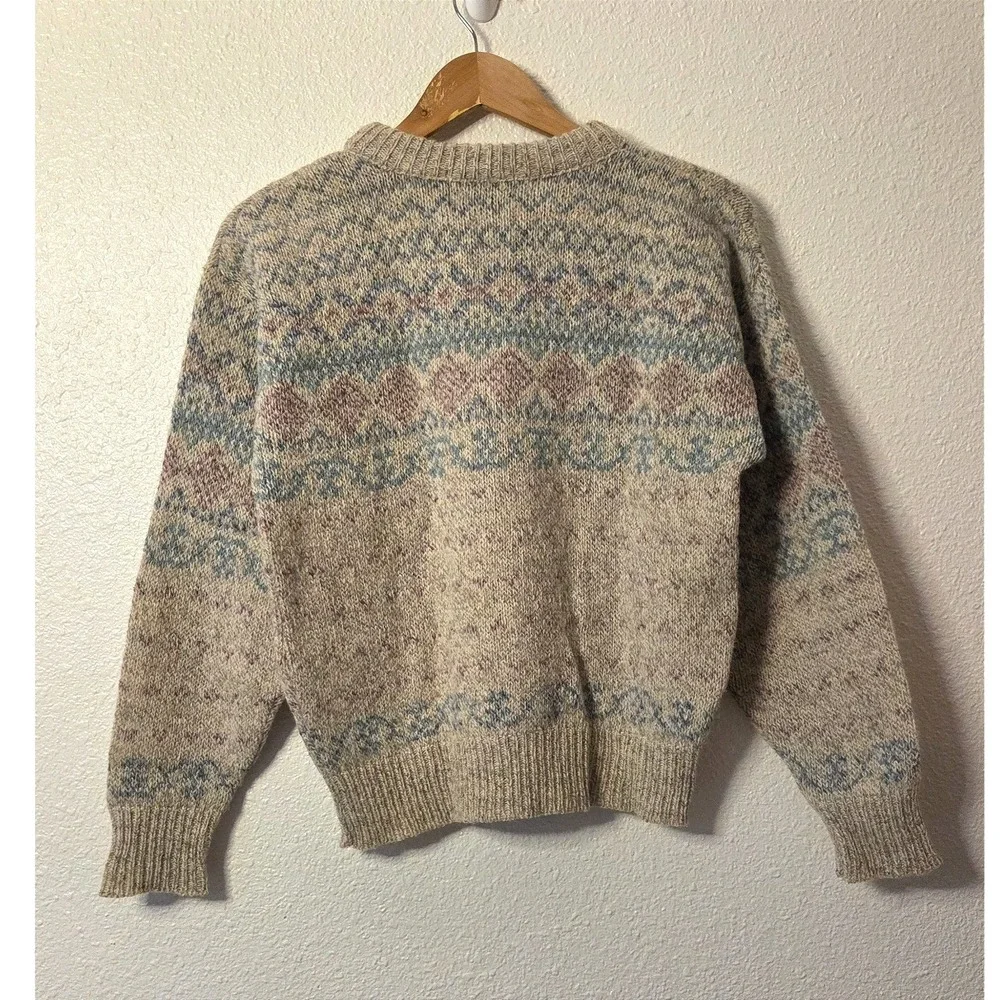 Vintage Eddie Bauer Wool Fair Isle Knit Sweater 1990s Granola Heritage Medium‎